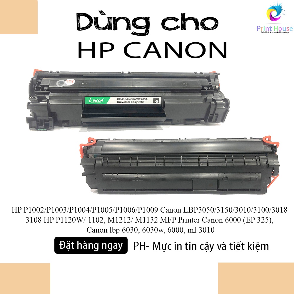 Hộp mực Cartridge 35a 36A 85A  dùng cho máy in HP Canon thương hiệu I-Aicon dung lượng 2000 bản in độ phủ 5%