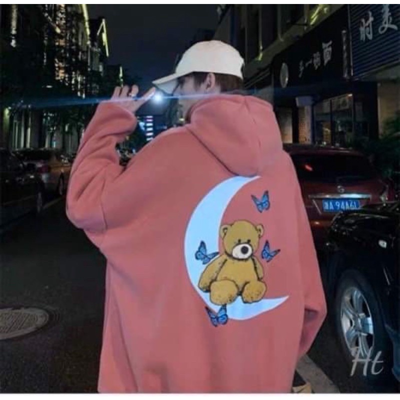 Áo hoodie phản quang gấu bướm trăng HT12