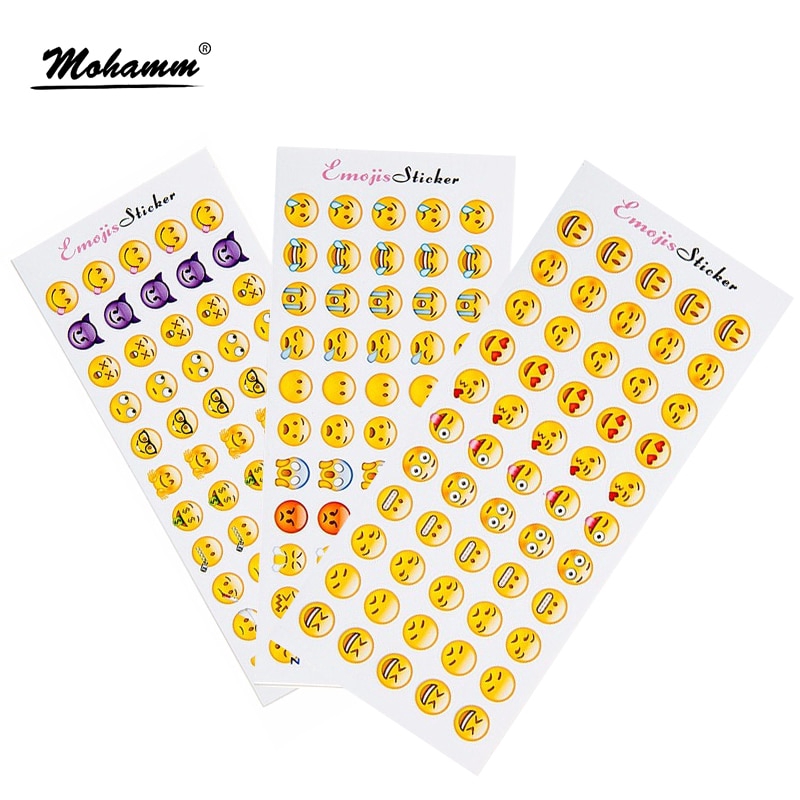 12 tờ Miếng dán trang trí bằng nhựa hình emoji