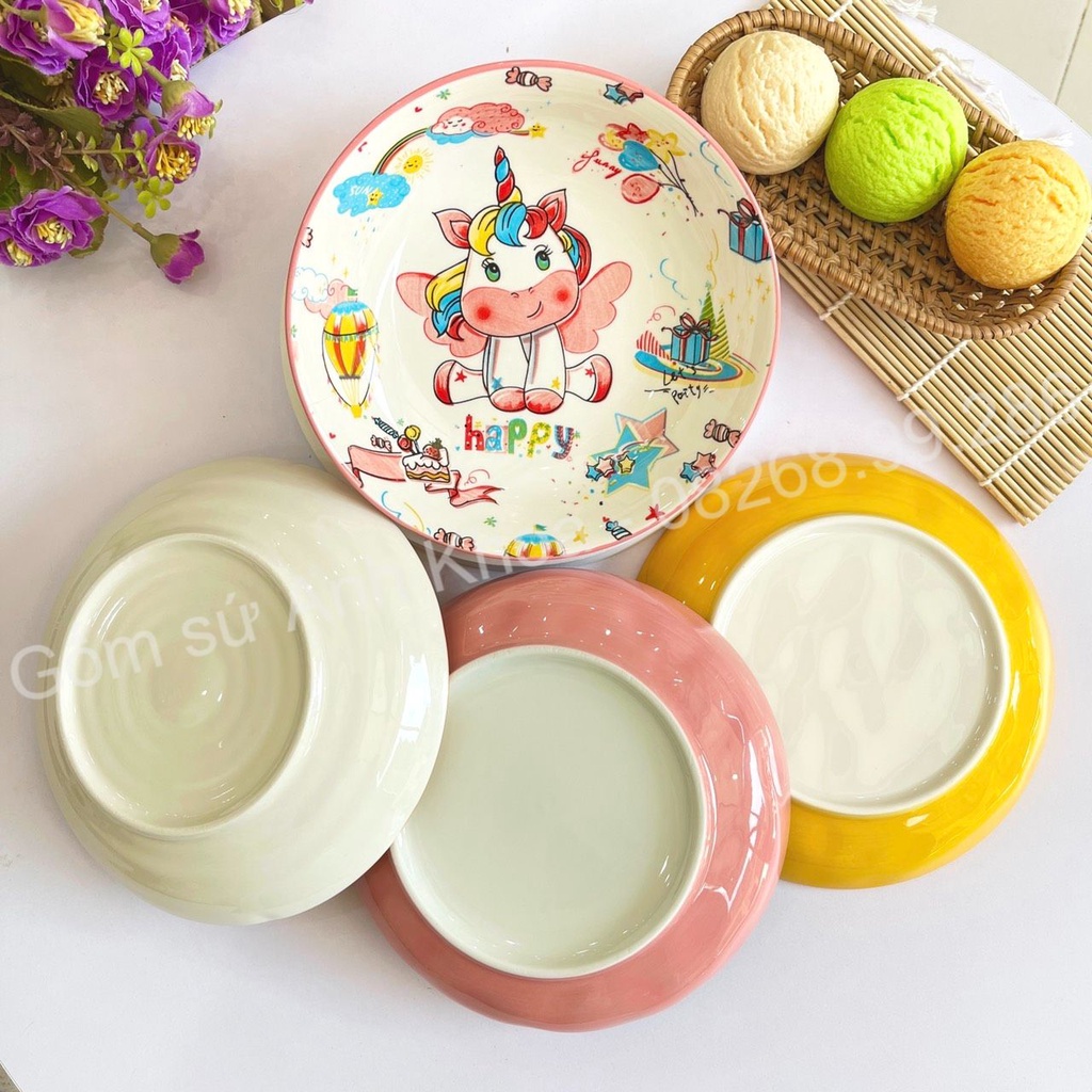 Đĩa sứ Decor Chén Dĩa Sứ Dễ Thương Cute Cao Cấp Đĩa 18cm trang trí món ăn cực xinh yêu