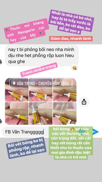 Kem mỡ kháng sinh Neosporin trị bỏng, vết thương, ko để lại sẹo của Mỹ