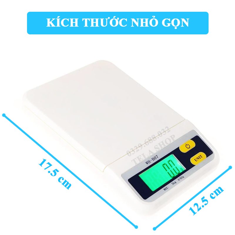 [BH 1 ĐỔI 1] Cân Điện Tử Mini 3kg WH B07 Chính Hãng Dùng Làm Bánh Tela Shop