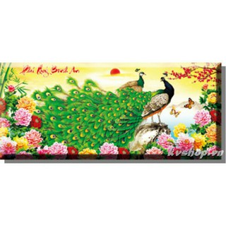Tranh Chữ Thập Phú Quý Bình An - Khổng Tước Hoa Mẫu Đơn  88821  Chưa Thêu