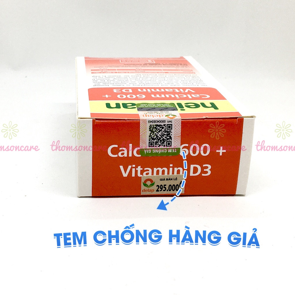 Heilusan Calcium 600 Vitamin D3 - Hỗ trợ hấp thu Canxi giúp xương răng chắc khỏe - Nhập khẩu từ Đức (Hộp 48 Viên)