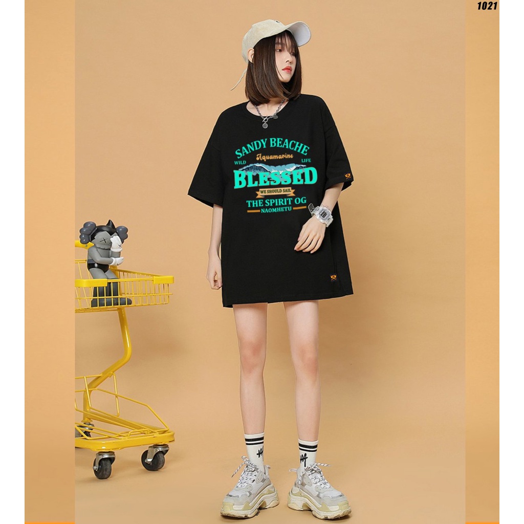 Áo phông form rộng tay lỡ BLESSED 1021 HY KOREA