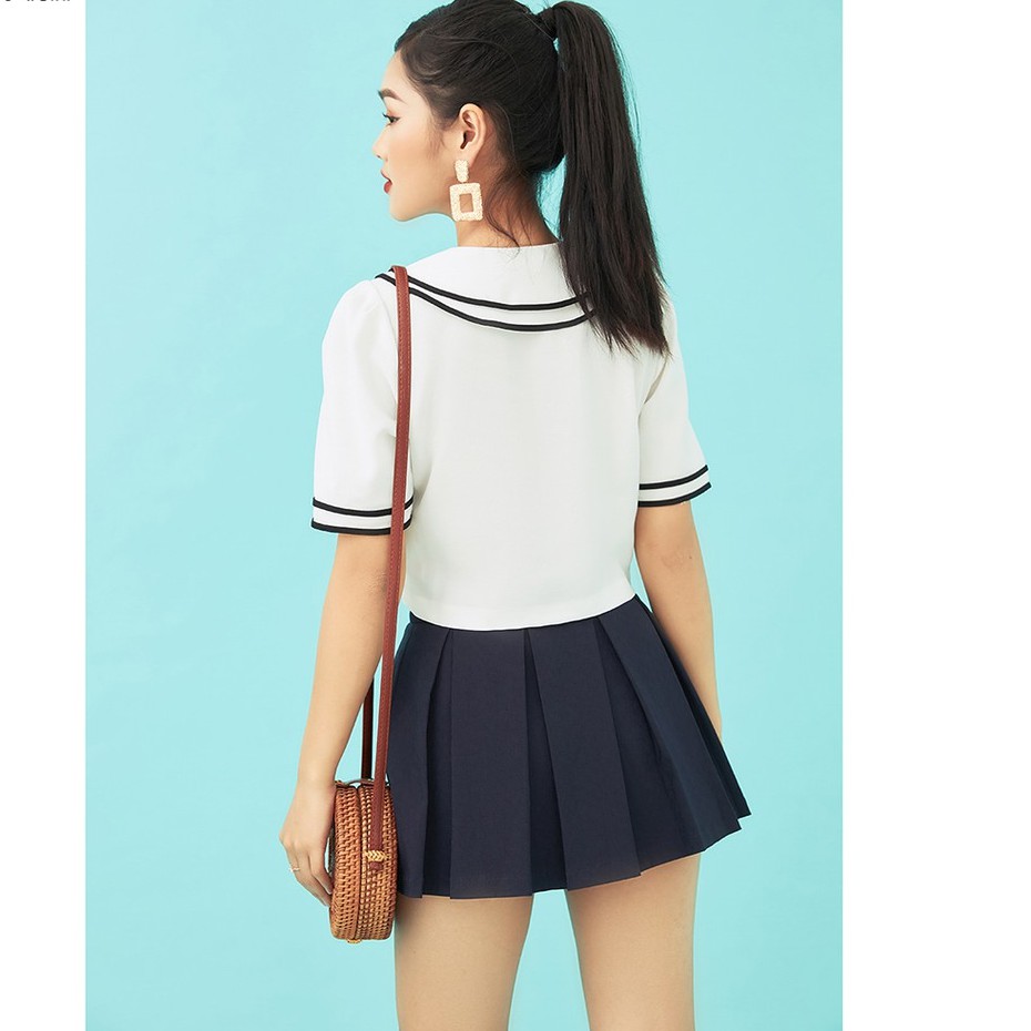 [Mã WABR1111 giảm 10% đơn 250K] Áo Sơ Mi Viền Phối 20AGAIN thiết kế phong cách nữ sinh trẻ trung ASW0883 | BigBuy360 - bigbuy360.vn