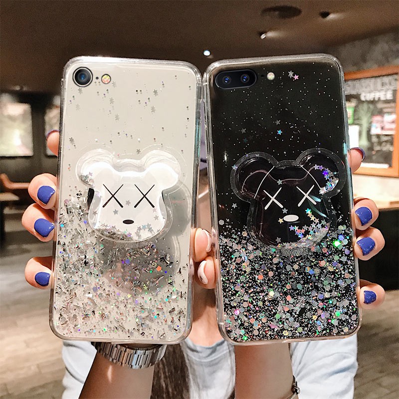 Ốp Điện Thoại TPU Mềm Hình Gấu Hoạt Hình Có Giá Đỡ Cho Samsung Galaxy S20 S21 S22 S23 Ultra Note 8 9 10 20 Ultra
