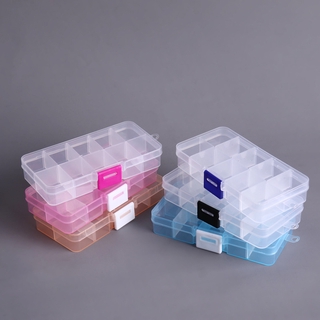(New Arrival) 10 grid transparent plastic jewelry box, multiple colors can choose plastic box