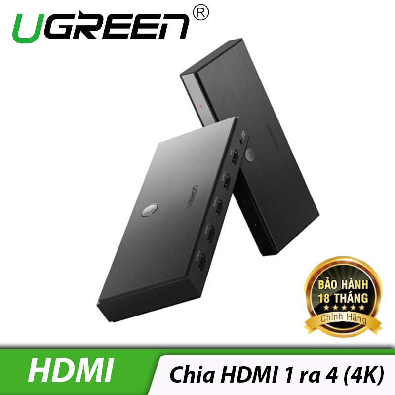 Bộ chia HDMI 1 ra 4 chuẩn 2.0 4K@60Hz Ugreen 50708 - Hàng Chính Hãng