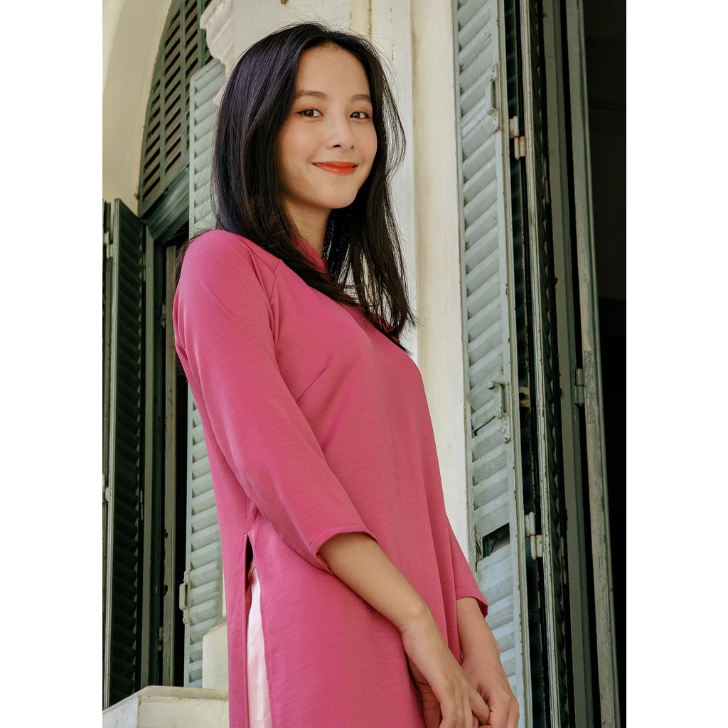Set Áo Dài Rosemary tây thi hồng đậm