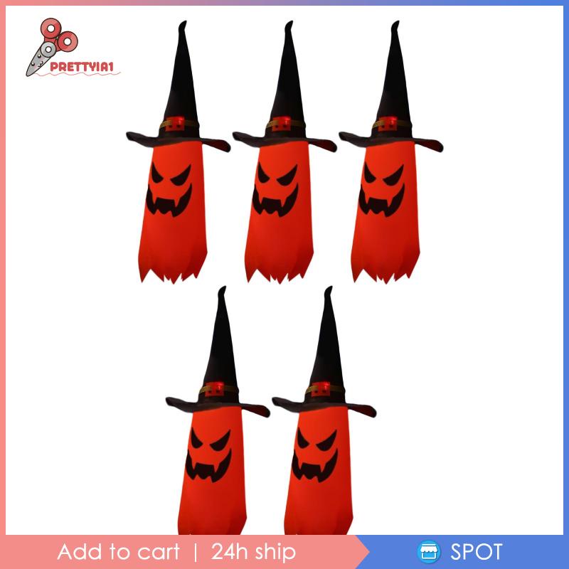 1 [Prettyia1] 5 Đèn LED Hình Bí Ngô Trang Trí Halloween