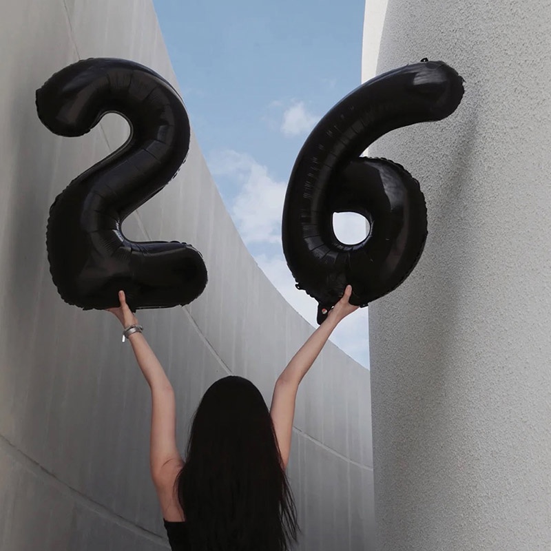 Bong Bóng Hình Số Màu Đen Trang Trí Tiệc Sinh Nhật