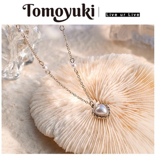 Dây Chuyền TOMOYUKI Mặt Trái Tim Đính Ngọc Trai Phong Cách Hàn Quốc Thời Trang Cho Phái Nữ
