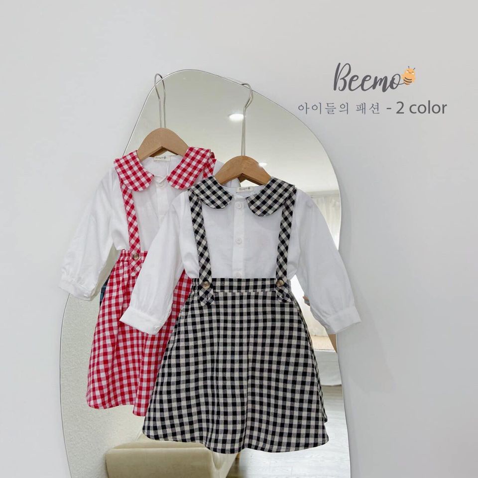 Set yếm váy kèm sơ mi cho bé