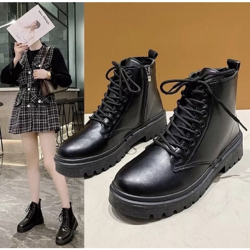 ( LOẠI 1 ) BOOTS TRƠN ĐEN KHOÁ SƯỜN