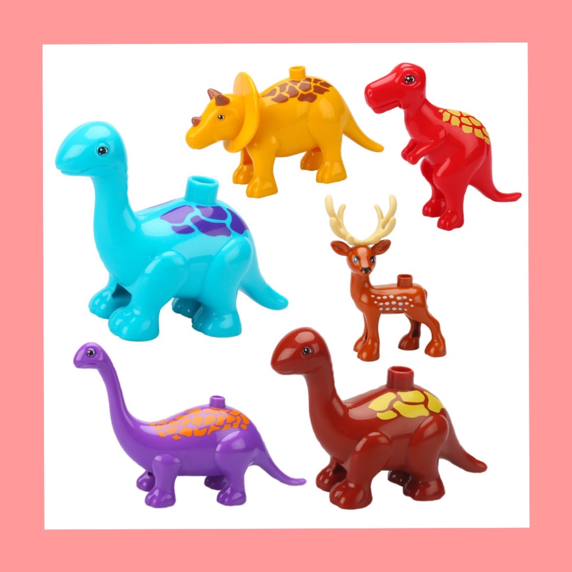 DIY Animal Giraffe Deer Purple Brachiosaurus Compatible Lego Duplo Assembled Building Blocks Children's Toys Gifts for Kids