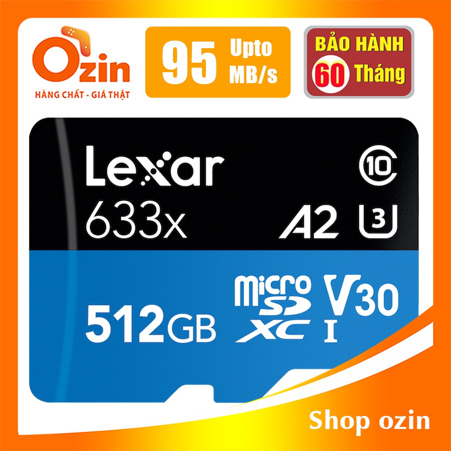 Thẻ nhớ Micro SD lexar 512GB 256GB UHS-I class 10 SDXC 633x U3 95Mb/s