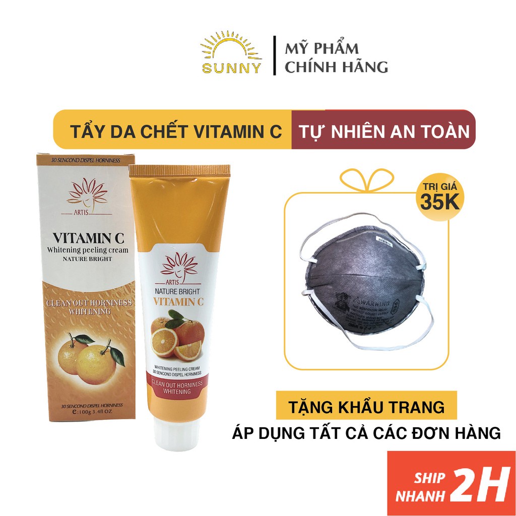 Tẩy da chết vitamin C chiết xuất cam tươi từ tự nhiên, an toàn cho làn da