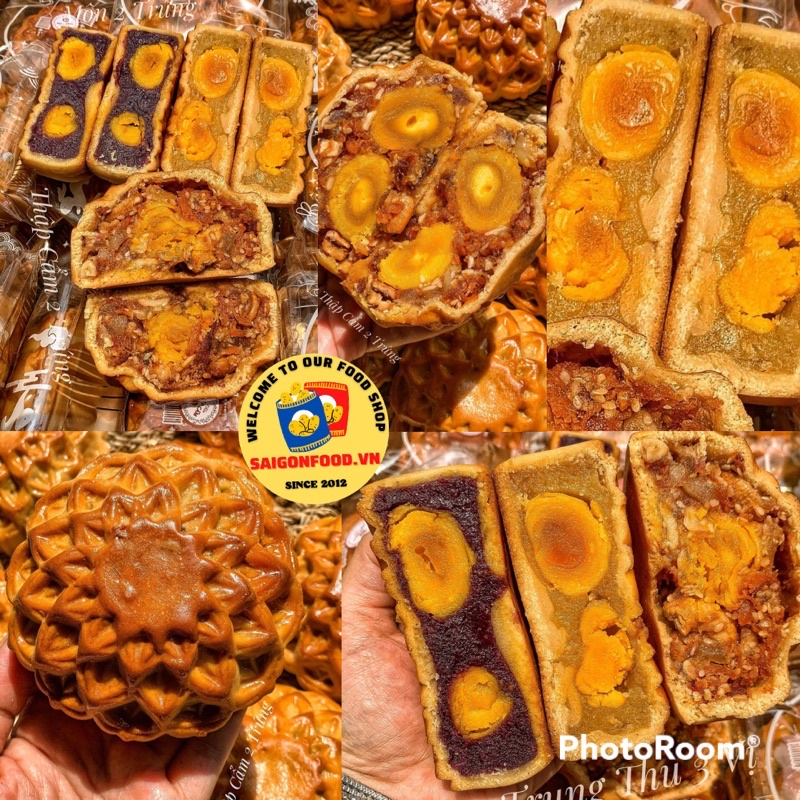 Bánh Trung Thu Đậu Xanh 2 Trứng Muối - Khoai Môn 2 Trứng Muối Ít Ngọt Vỏ Mềm Thơm