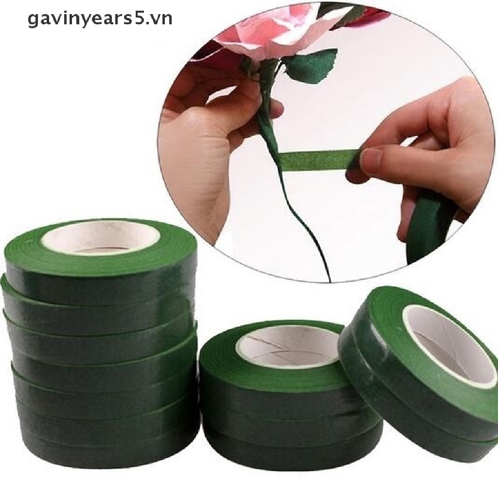 Cuộn băng keo giấy màu xanh lục tự dính 30m làm vòng hoa DIY tiện lợi