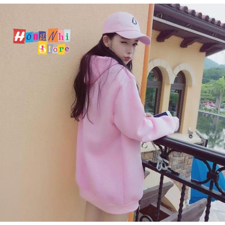 Áo Khoác Hoodie Trơn Ulzzang Unisex Màu Hồng Tươi Chất Nỉ Bông Cao Cấp Dáng Rộng Nam Nữ - MM