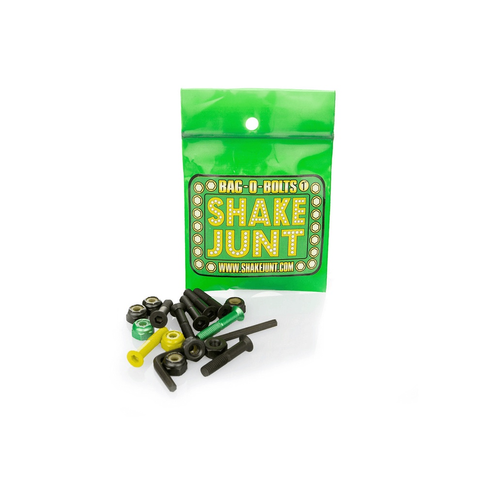 Set Ốc Vít Ván Trượt Chuyên Nghiệp Mỹ - SHAKE JUNT BAG-O-BOLTS ALLEN 7/8&quot; HARDWARE BLACK/GREEN/YELLOW