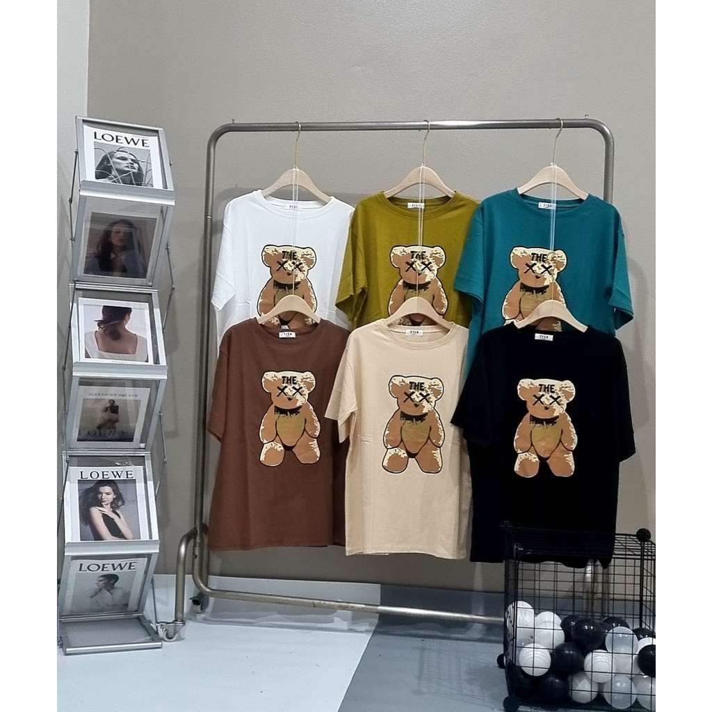 Áo phông gấu nâu mắt chéo cá tính