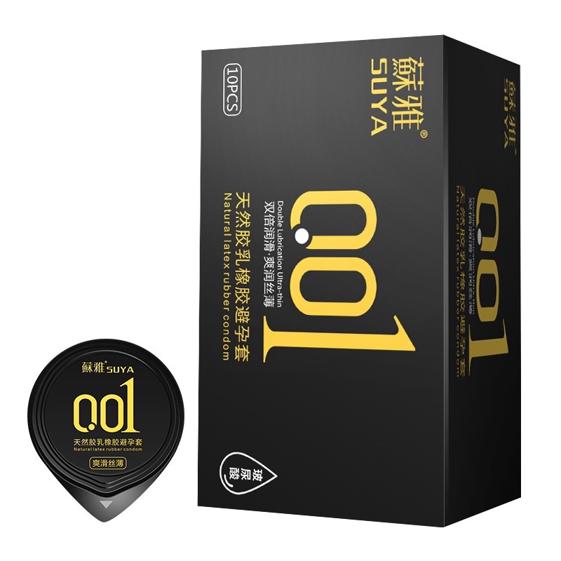 Bao cao su SUYA Đen 0.01 siêu mỏng, nhiều gel bôi trơn, hương thơm Hộp 10 bcs