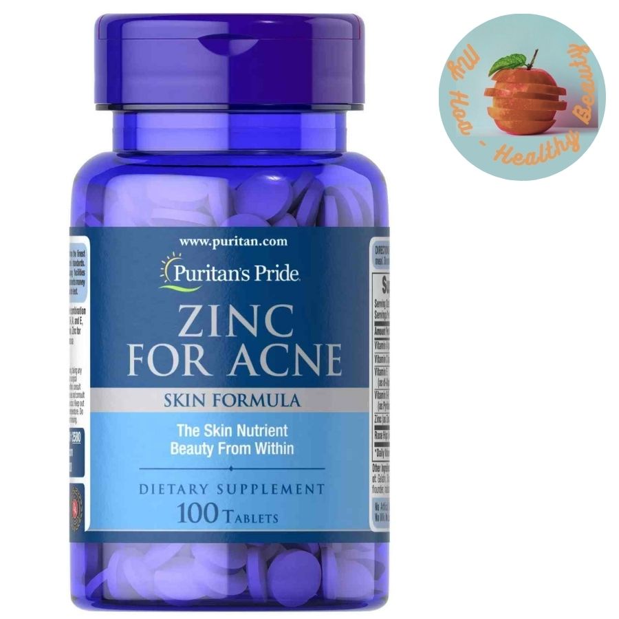 Puritan's Pride Zinc For Acne (Viên uống kẽm ngừa mụn Puritan's Pride 100 viên)