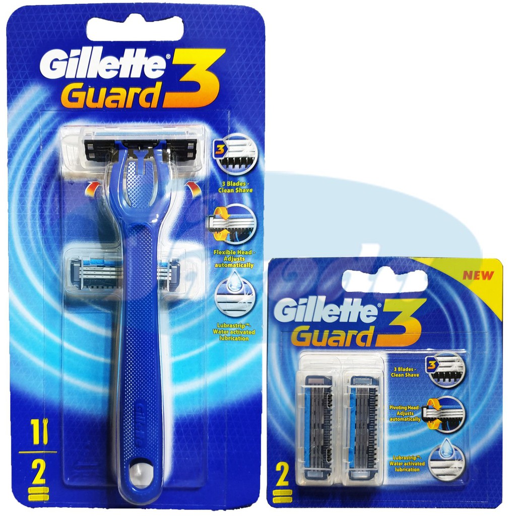 Comdo dao cạo râu 3 lưỡi Gillette Guard 3 và hộp đầu lưỡi thay thế