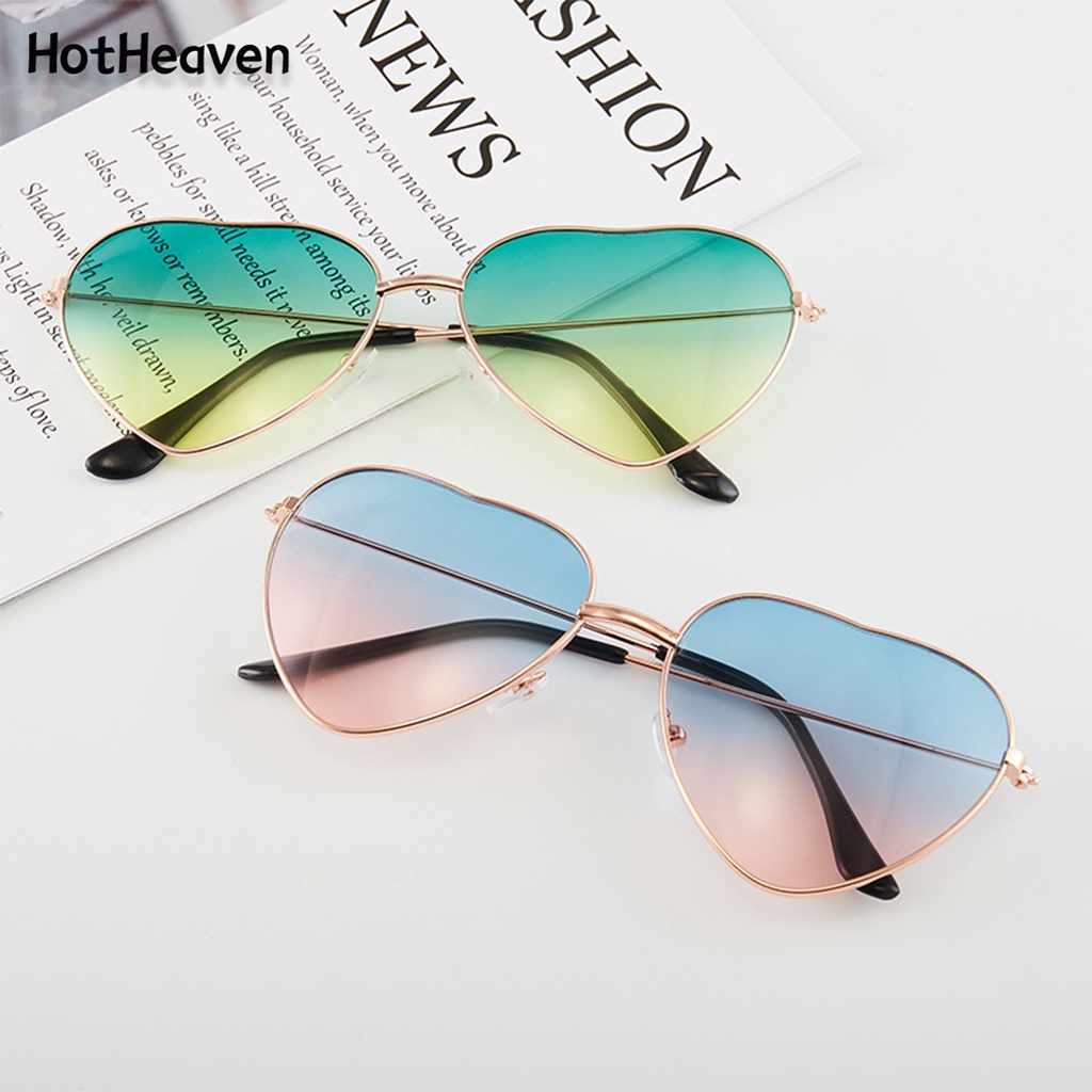 Kính Mát Tròng Trái Tim Chống Tia UV400 Siêu Nhẹ Gọng Kim Loại 6 Phong Cách Thời Trang Unisex