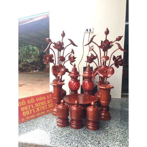 Bình Hoa Sen Gỗ Mít