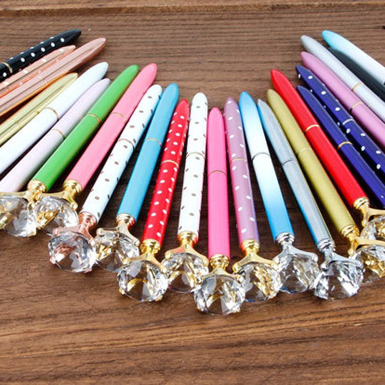 #cz Metal Big Diamond Pen Glass Fashion Rhinestone Pen Creative Gift Ballpoint Pen