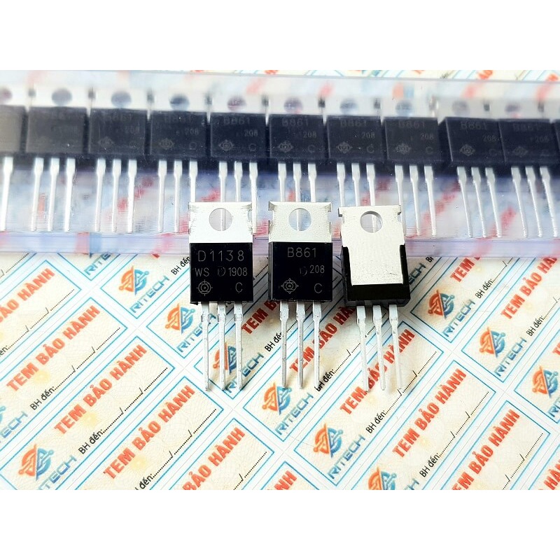 [Combo 2 cặp] Cặp Transistor 2SD1138(D1138-NPN) và 2SB861(B861-PNP) 200V/2A TO-220C