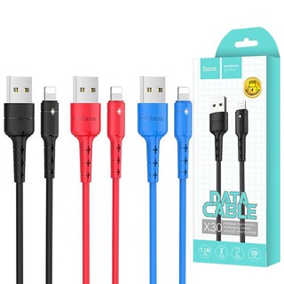 Cáp sạc nhanh hoco x30 lightning dài 1.2m max 5v-2.4a- đèn led báo hiệu điện
