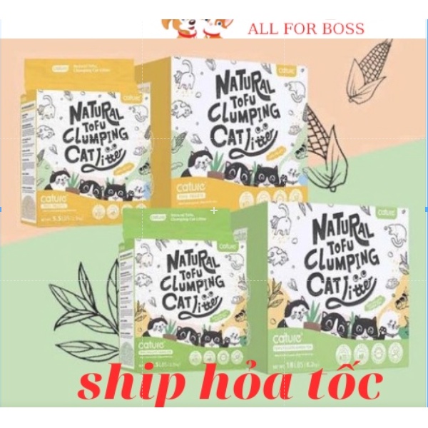 Cát đậu nành Cature cát vệ sinh cho mèo chính hãng 6l túi 2,4kg + cát gỗ Petshop