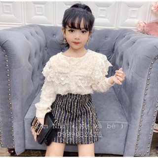 Sét áo ren tiểu thư kèm chân váy cho bé sang chảnh