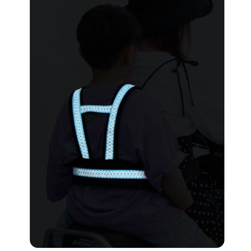 Đai Đi Xe Máy An Toàn Cho Bé Từ 1-12 Tuổi Chống Ngã Đeo Vai Thắt Lưng Đai Ngực Thoáng Khí Phát Quang