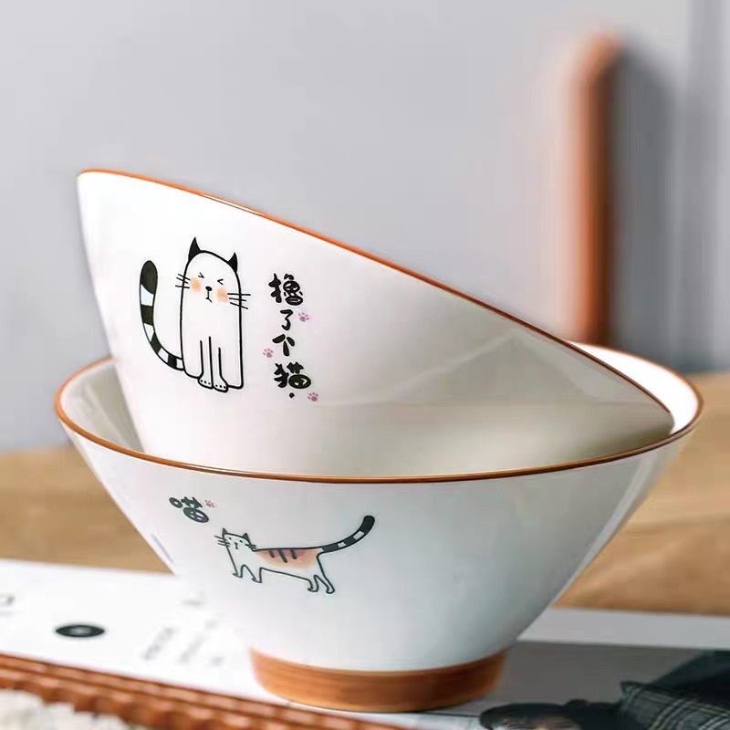Tô cơm, bát cơm hoạ tiết mèo phong cách Nhật