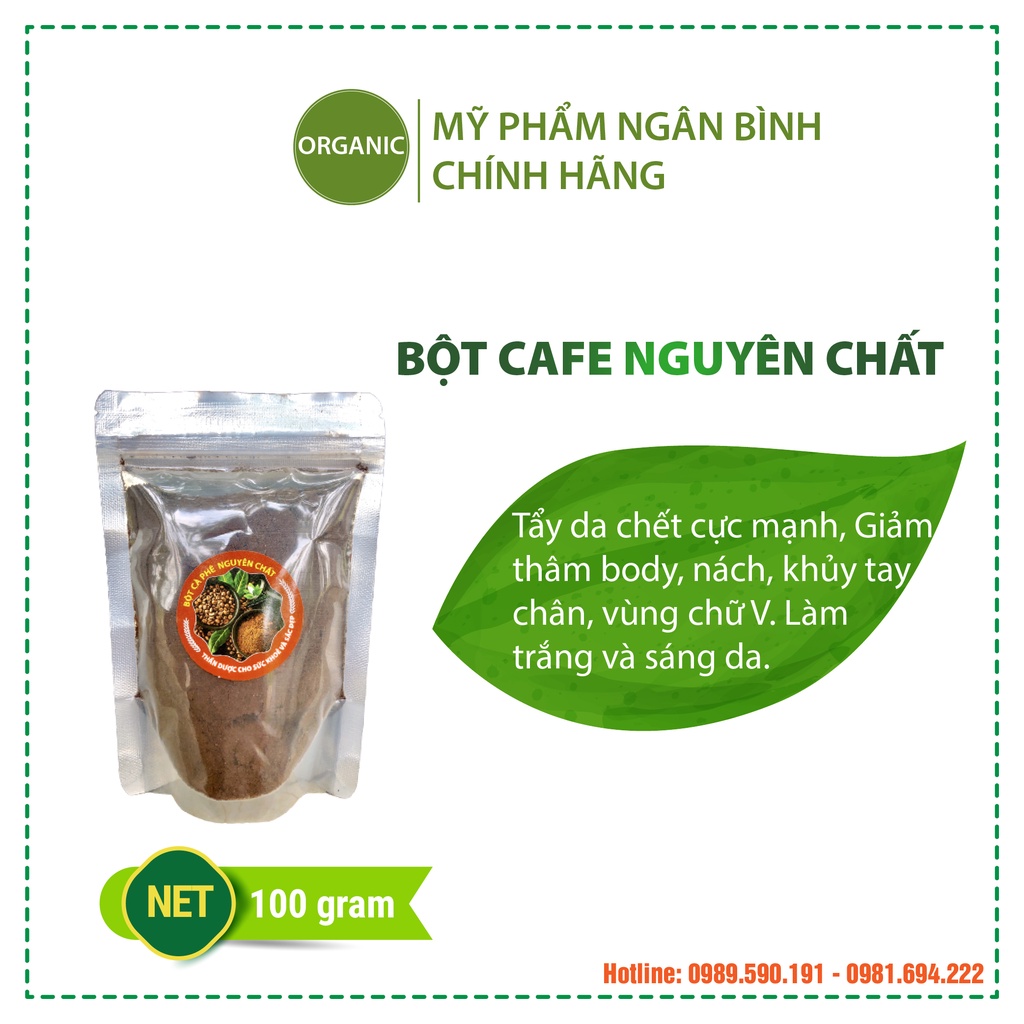 Bột cafe nguyên chất, cafe đắp mặt, tắm trắng, tẩy da chết