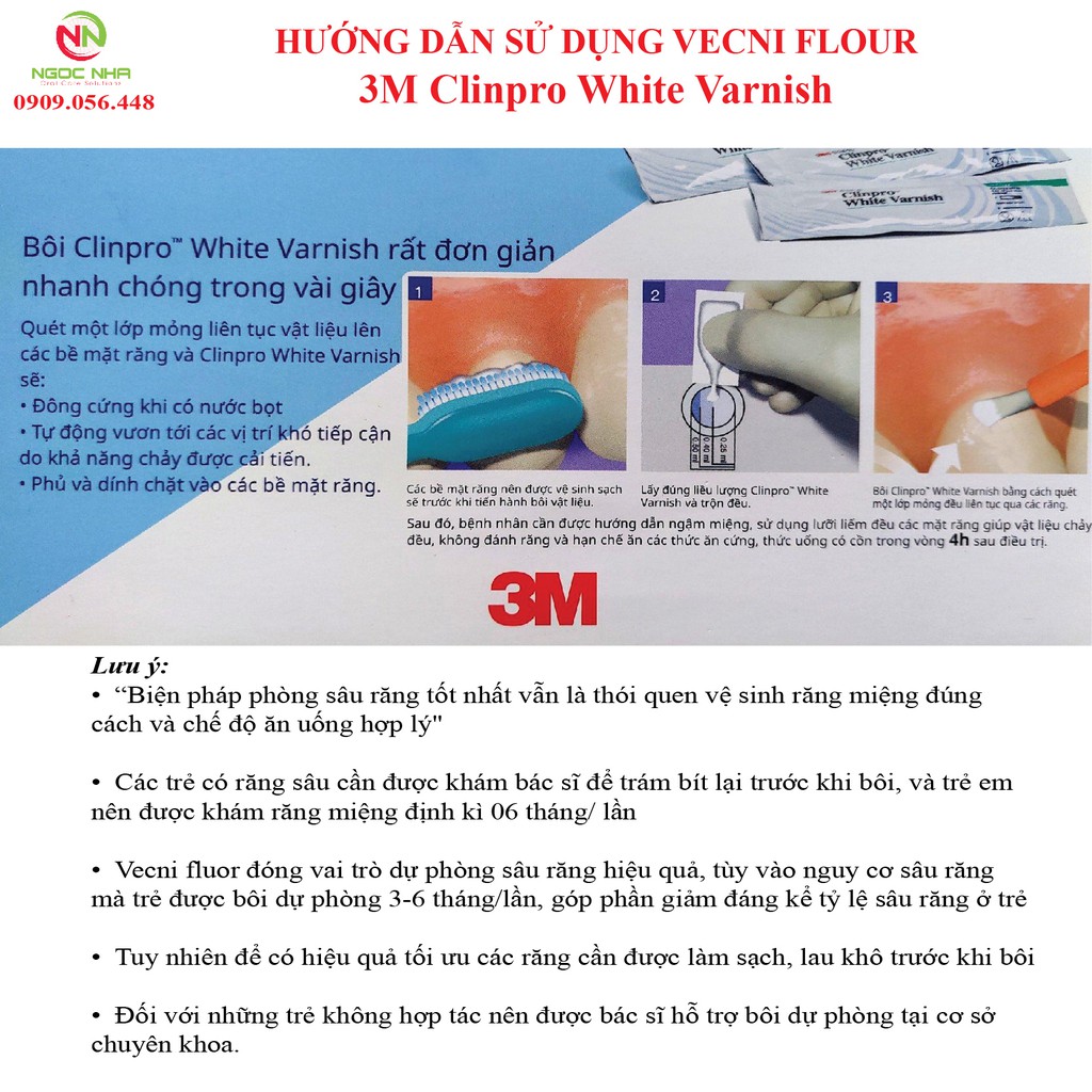 Combo 10 gói Gel bôi vecni flour chống sâu răng trẻ em 3M Clinpro White Varnish bảo vệ men răng - Hàng chính hãng 3M/Mỹ