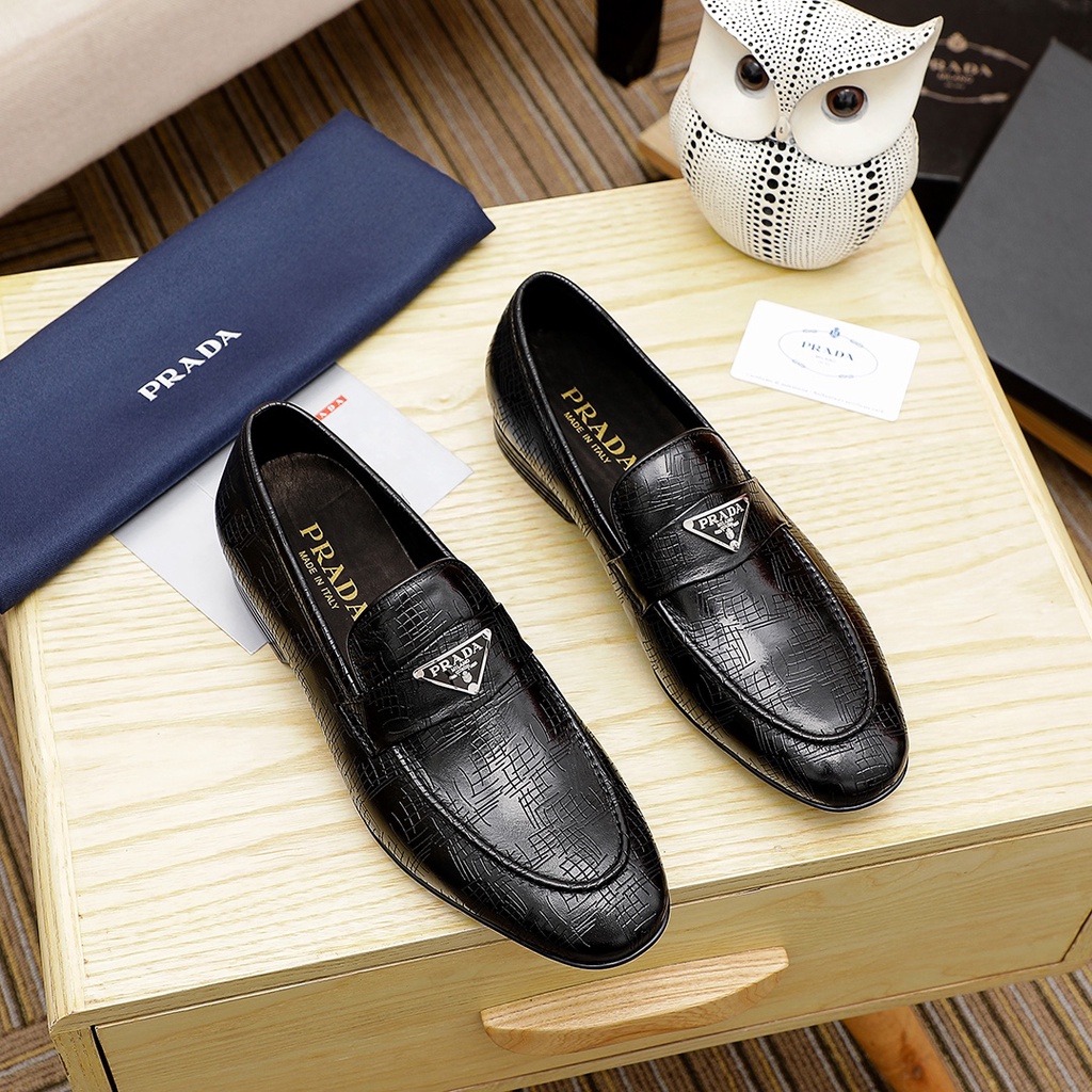 Giày tây lười nam da thật thời trang cao cấp Prada phong cách sang trọng, thời thượng