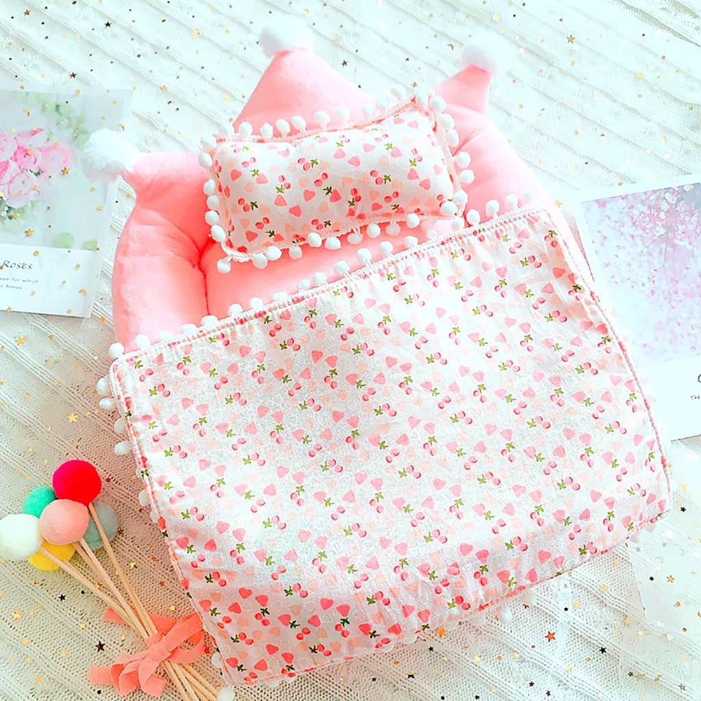 Wis| Bộ Đồ Chơi Giường Ngủ Búp Bê Bằng Vải Bông Dễ Giặt