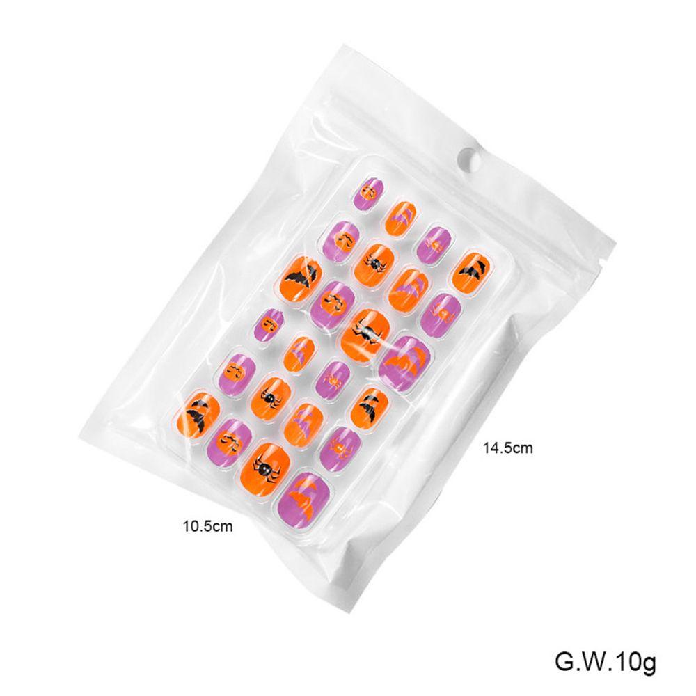 Set 24 Móng Tay Giả Hình Bông Tuyết Màu Sắc Kẹo Ngọt Phong Cách Halloween Dành Cho Trẻ Em