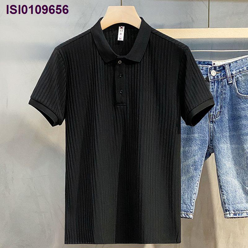 Hàng Có Sẵn-Áo Thun Polo Dệt Kim Lụa Tay Ngắn Kẻ Sọc Không Đường May Mùa Hè Mới Cho áo áo Nam áo phông nam có cổ