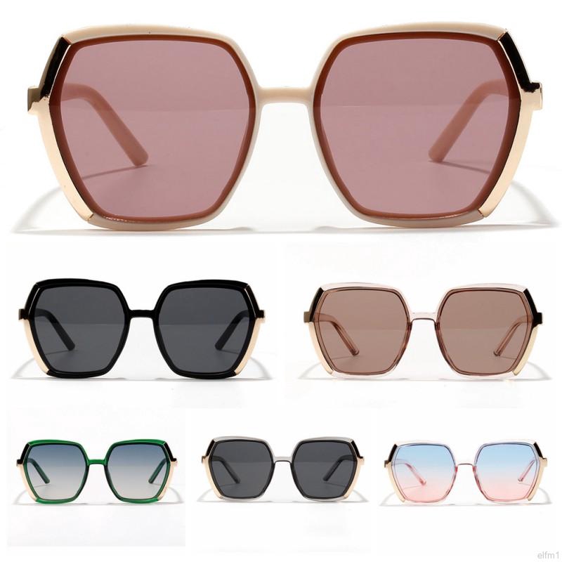 Korean Fashion Wild Trend Polygonal Big Frame Semi-metallic Color Sunglasses