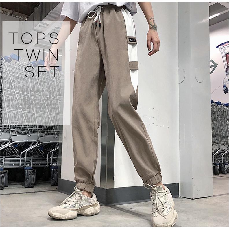 Quần jogger unisex phối viền chất liệu kaki siêu mềm CA009 | BigBuy360 - bigbuy360.vn