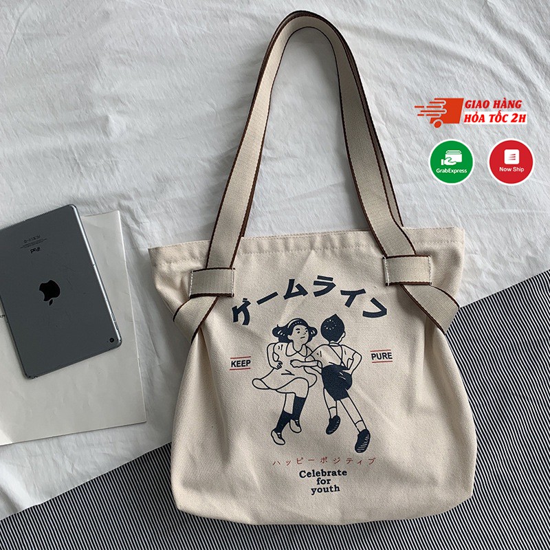 TÚI TOTE VẢI CANVAS CÓ KHÓA - KÈM TÚI CON CELEBRATE