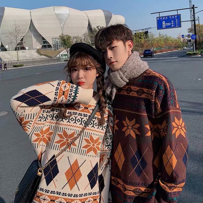 Áo sweater dáng rộng phong cách thu đông Nhật Hàn độc đáo mới