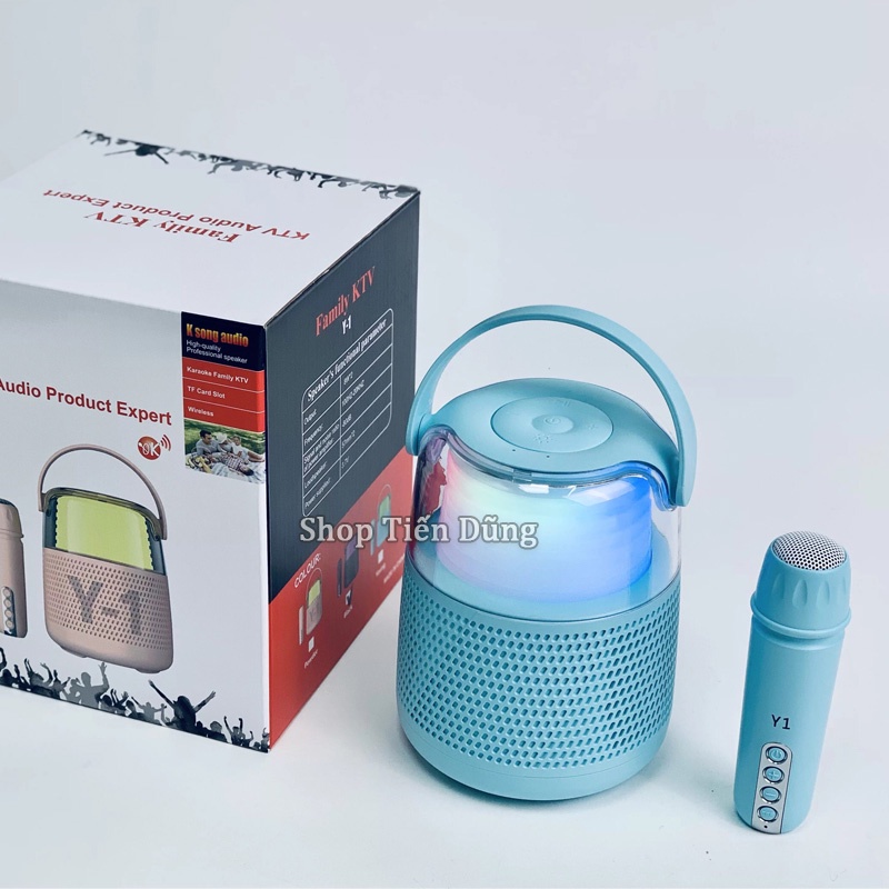 Loa karaoke mini KTV Y-1 với micro không dây hỗ bluetooth thẻ nhớ TF đèn LED đổi màu, kiểu dáng thể thao âm thanh chất